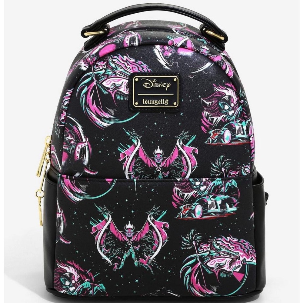 Disney Loungefly Villains Art Rock AOP Mini Backpack